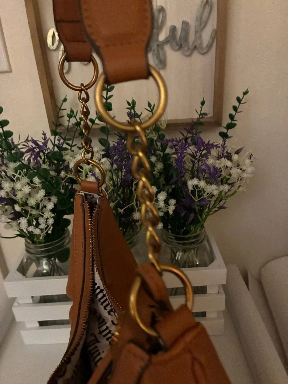 JUICY COUTURE Cognac Leather Hobo with Gold Accents.  NWOT